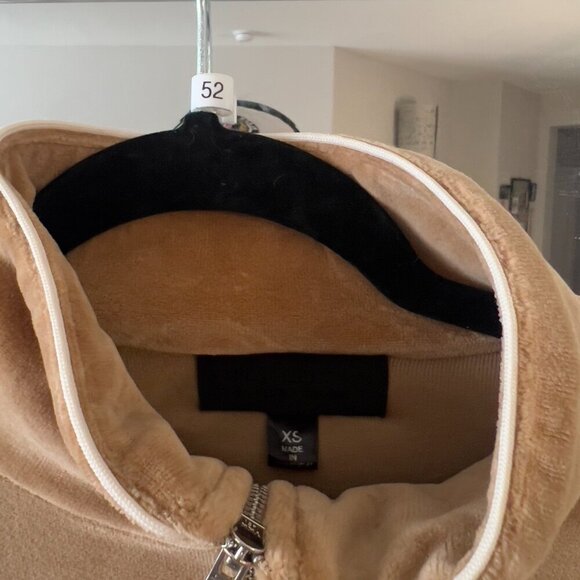 Nili Lotan Women's Andreas Velour Track Jacket Size XS Color tan White - Picture 9 of 12